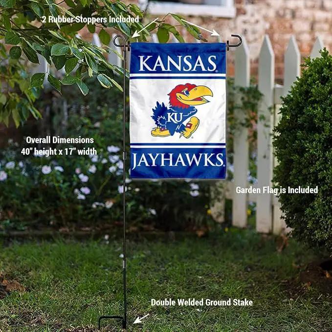 College Flags & Banners Co. Kansas Jayhawks Garden Flag with Stand Holder by GreenHaven Gardens