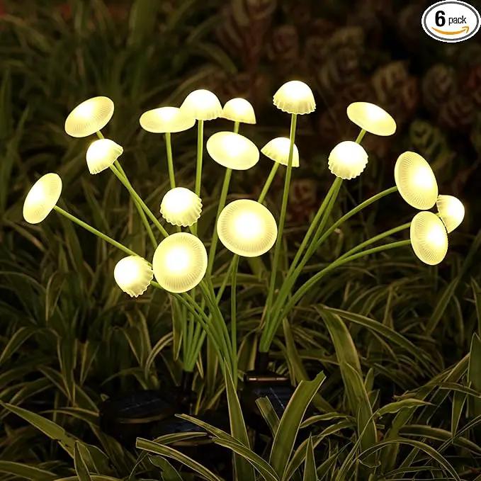 Solar Garden Lights, 6-Pack Dual Mode LED Solar Mushroom Lights, Waterproof Firefly Outdoor Decor for Yard, Patio, and Pathway – Warm White Jellyfish Ambiance by GreenHaven Gardens