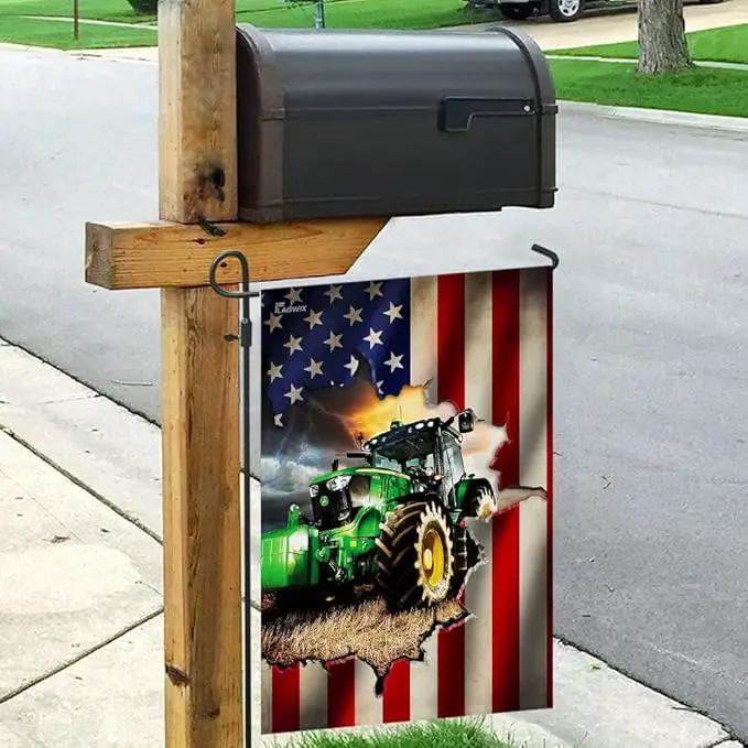 Flags-Tractor Farmer American Flag THB2370F1, Garden Flag (11.5" x 17.5")-USA House Garden Flags Premium Polyester-Decorative Outdoor Flags by GreenHaven Gardens