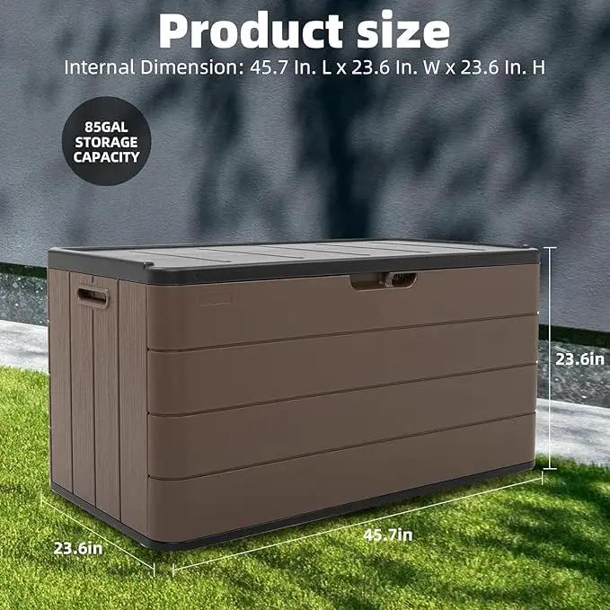 Heavy-Duty 100 Gallon Outdoor Storage Bench - Waterproof Patio Deck Box for Outside Use, Lockable Resin Storage with UV Protection, Granite Grey by GreenHaven Gardens