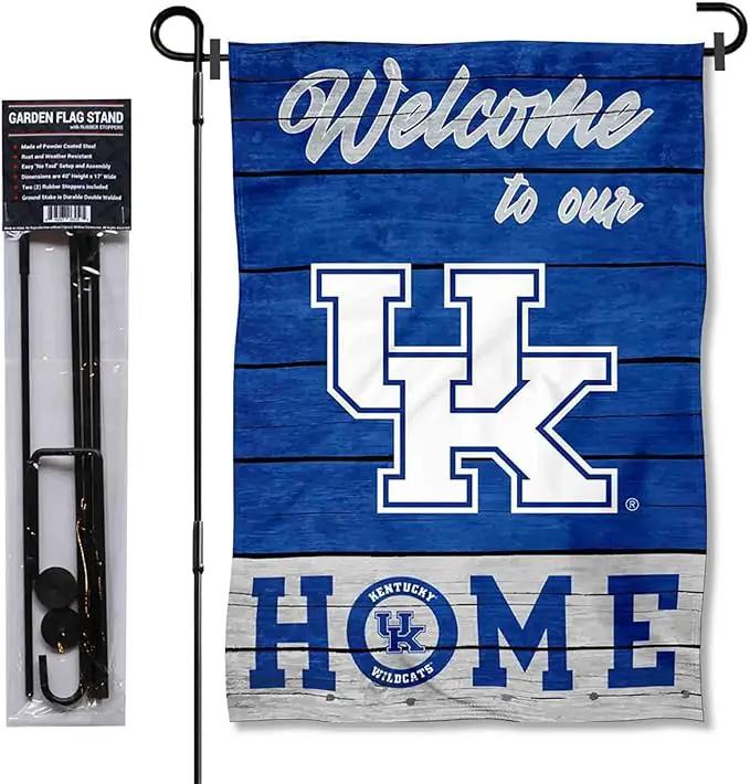 College Flags & Banners Co. Kentucky Wildcats Welcome to Our Home Garden Flag with Stand Holder by GreenHaven Gardens