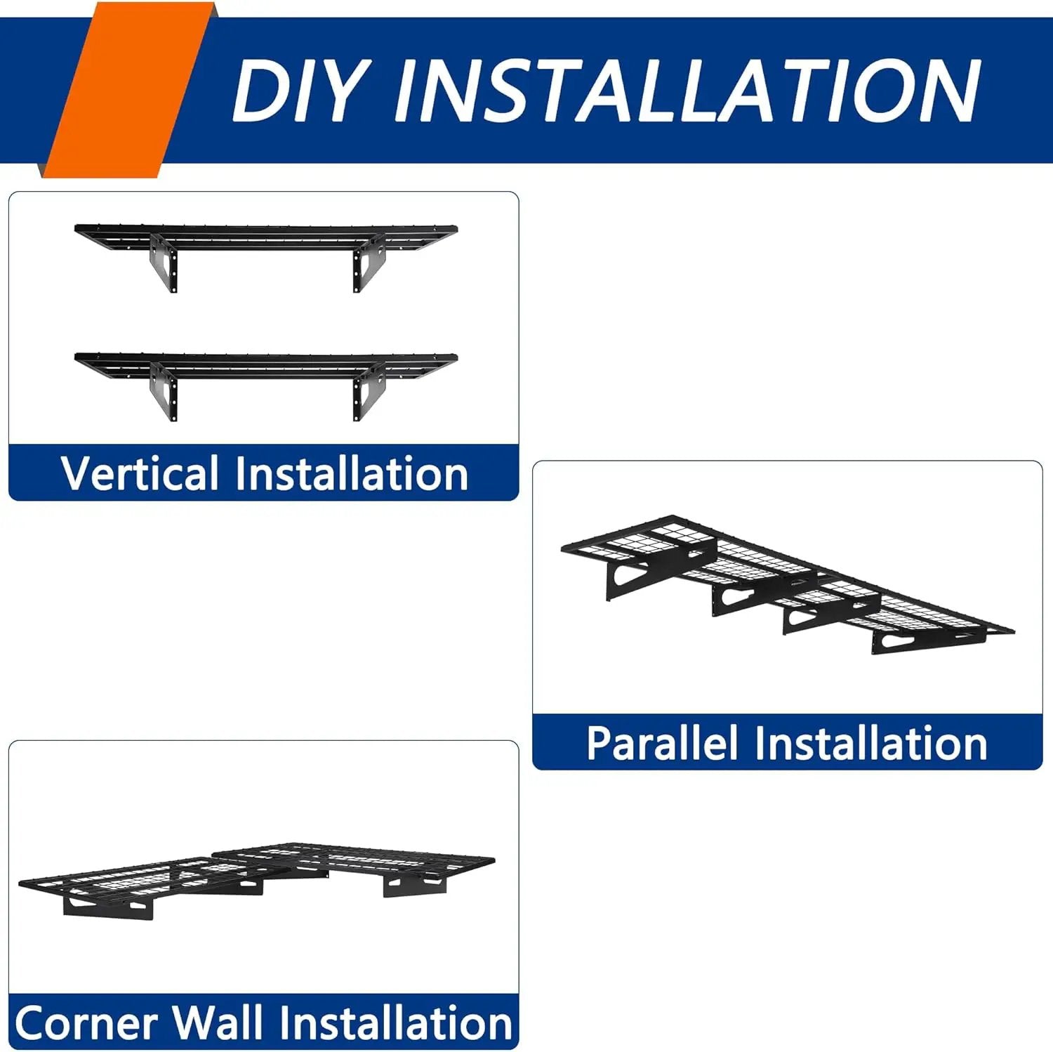 2-Pack 1.5x3FT Garage Shelving 17.7-inch-by-35.8-inch Wall Shelf Garage Storage Rack Wall Mounted Floating Shelves, Black by GreenHaven Gardens
