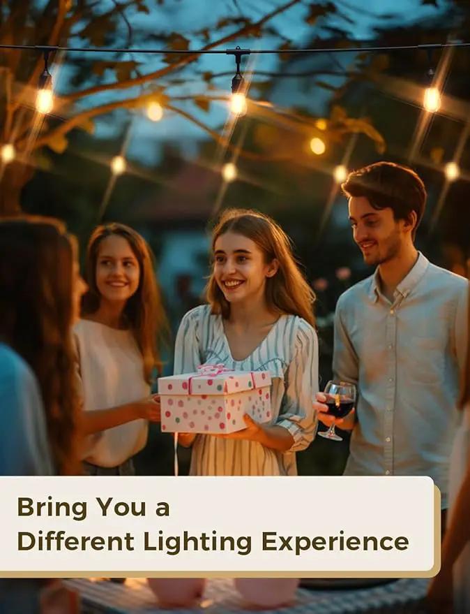 XMCOSY+ Smart Outdoor String Lights, 98Ft LED Patio Lights Waterproof IP65, App Control, Compatible with Alexa, Dimmable Edison Bulbs Outdoor Light for Yard Porch Bistro Outside by GreenHaven Gardens