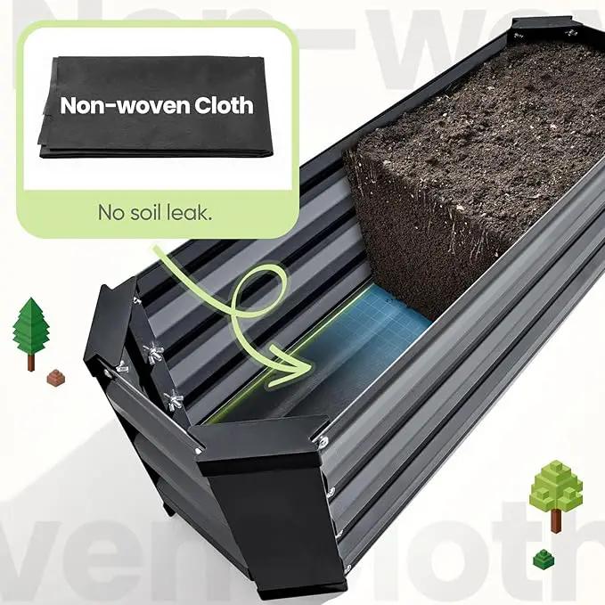 KING BIRD Raised Garden Bed Kit with Bottom 2025 Upgraded Galvanized Planter Garden Box Outdoor & Indoor for Gardening, Vegetables, Flowers, Dark Grey, 35.4x11.8x11.8 in by GreenHaven Gardens