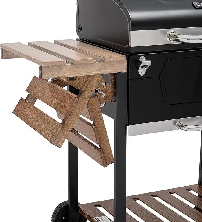 Royal Gourmet CD1824M 24-Inch Charcoal Grill, BBQ Smoker with Handle and Folding Table, Perfect for Outdoor Patio, Garden and Backyard Grilling, Black, Medium by GreenHaven Gardens