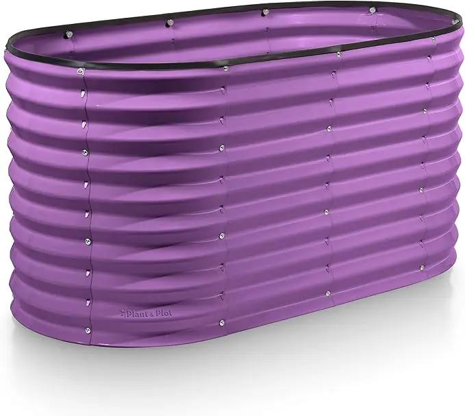 Galvanized Raised Garden Beds Outdoor // 4×2×2 ft Planter Raised Beds for Gardening, Vegetables, Flowers // Large Metal Garden Box (Purple) // Patented Tool-Free Design by GreenHaven Gardens