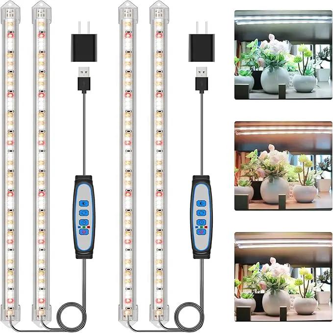 16" Plant Grow Light Strips, 120 LEDs Grow Lights for Indoor Plants Full Spectrum with Upgrade Timer 6/12/16 Hrs, 5 Dimmable Levels, 2 Pack Sunlike Grow Lamp for Hydroponics Succulent by GreenHaven Gardens