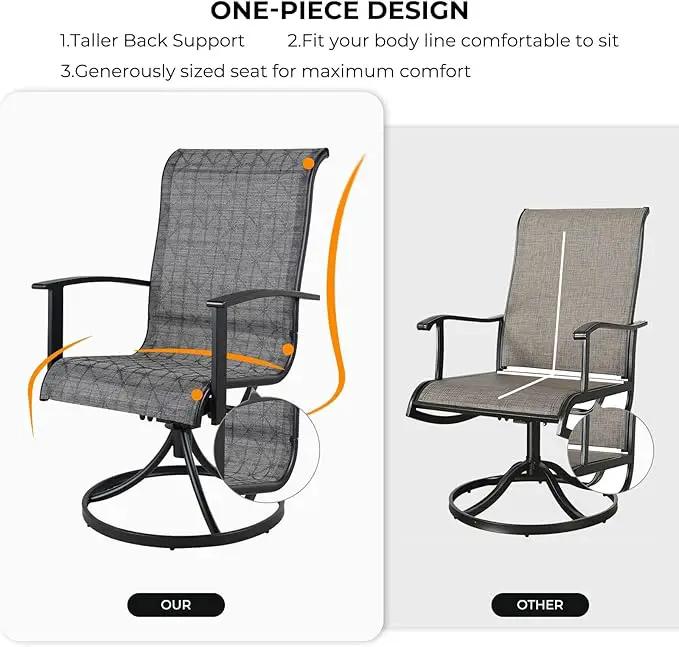 Grand patio Outdoor Swivel Dining Chairs Set of 2, 360 Degree Mesh Sling Rocker Sets for Deck, Garden Backyard, Black & Grey Plaid by GreenHaven Gardens