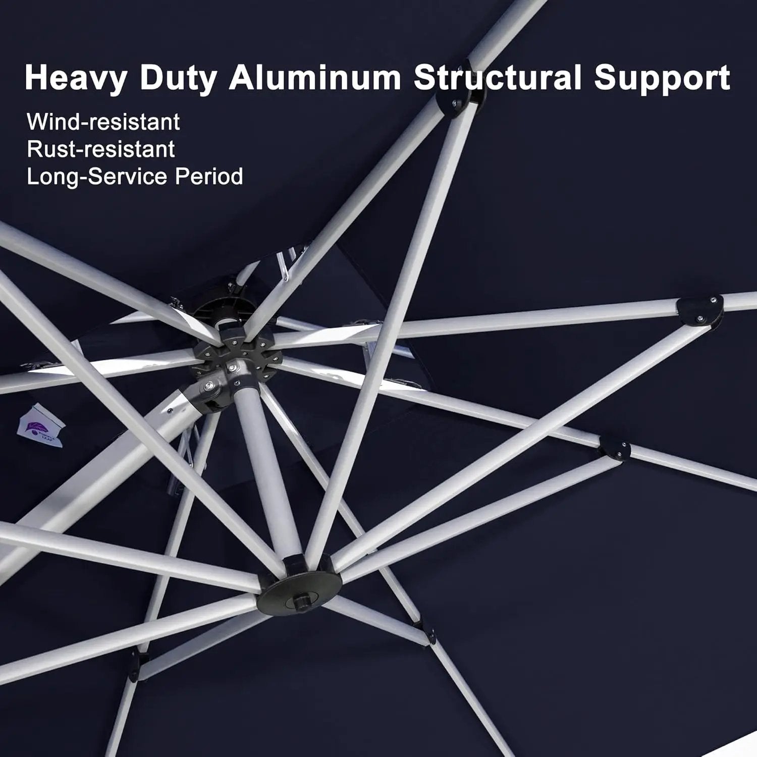 PURPLE LEAF 11 Feet Patio Umbrella Outdoor Round Umbrella Large Cantilever Umbrella Windproof Offset Heavy Duty Sun for Garden Deck Pool Patio, Navy Blue by GreenHaven Gardens