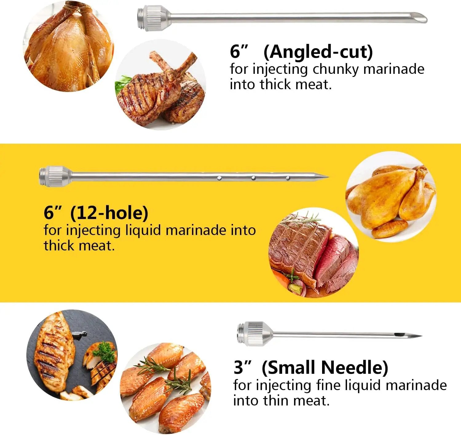 Meat Injector, Meat Injectors for Smoking with 3 Marinade Injector Needles; Injector Marinades for Meats, Turkey, Brisket; 2-oz by GreenHaven Gardens