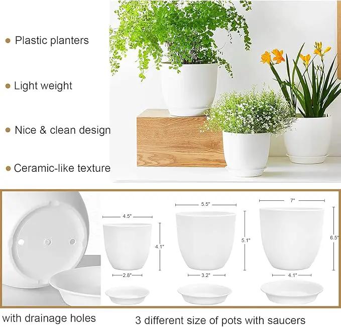 Macrame Plant Hangers with Pots and Saucers, 3 Pack Hanging Planters for Indoor Plants Hanging Plant Holders with Hooks 34" / 26" / 20" by GreenHaven Gardens