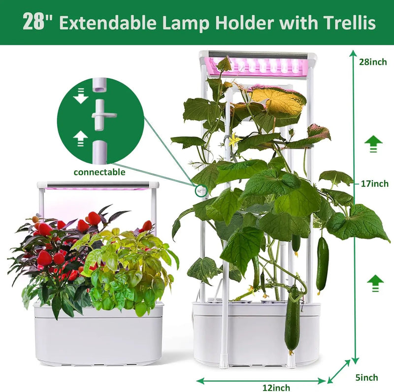 Hydroponics Growing System kit with Trellis,Smart Hydroponic Gardening System with LED Grow Light, Indoor Hydroponic Garden Herb Grow Kit for Short Tomato,Pepper,Cucumber (6200LC) by GreenHaven Gardens