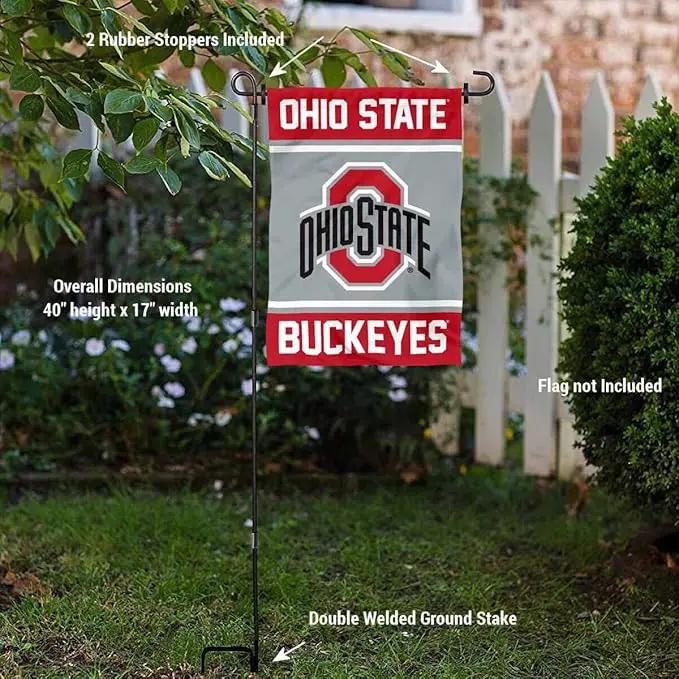 College Flags & Banners Co. Ohio State Buckeyes Garden Flag with Stand Holder by GreenHaven Gardens