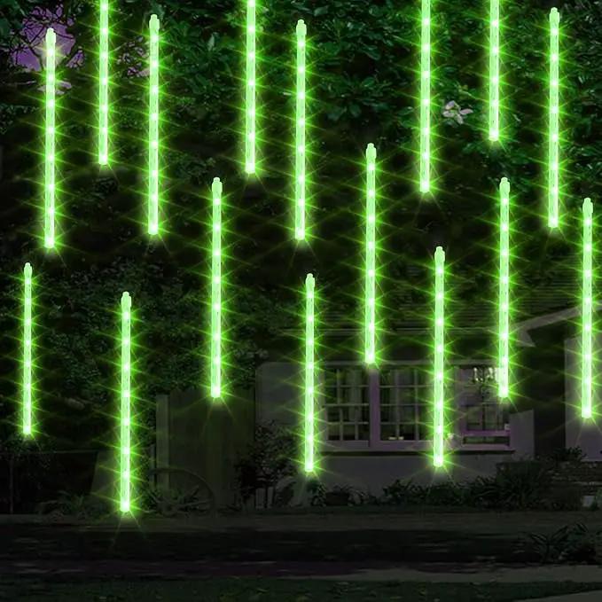 Dazzle Bright 288 LED Christmas Light, 11.8 Inch Meteor Shower Rain Lights with 8 Tubes, Waterproof Plug in Falling Rain Lights Christmas Decorations for Xmas Bushes Tree Yard Party (Green) by GreenHaven Gardens