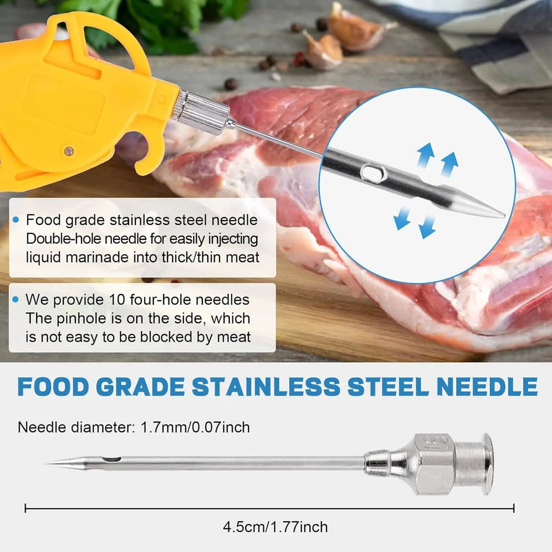 Electric Meat Injector Gun Pump with Hose, 50W Automatic Marinade Injector Syringe Kit for BBQ, Turkey Pork Beef, 10 Stainless Steel Needles for Home Kitchen & Outdoor Grilling by GreenHaven Gardens