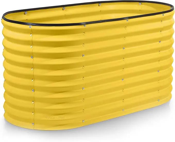 Galvanized Raised Garden Beds Outdoor // 4×2×2 ft Planter Raised Beds for Gardening, Vegetables, Flowers // Large Metal Garden Box (Yellow) // Patented Tool-Free Design by GreenHaven Gardens