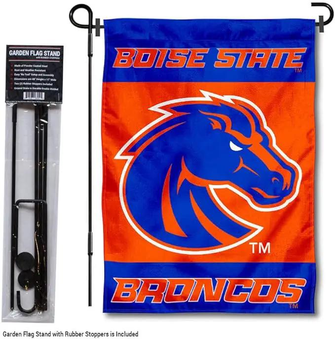College Flags & Banners Co. Boise State Broncos Garden Flag with Pole Stand Holder by GreenHaven Gardens
