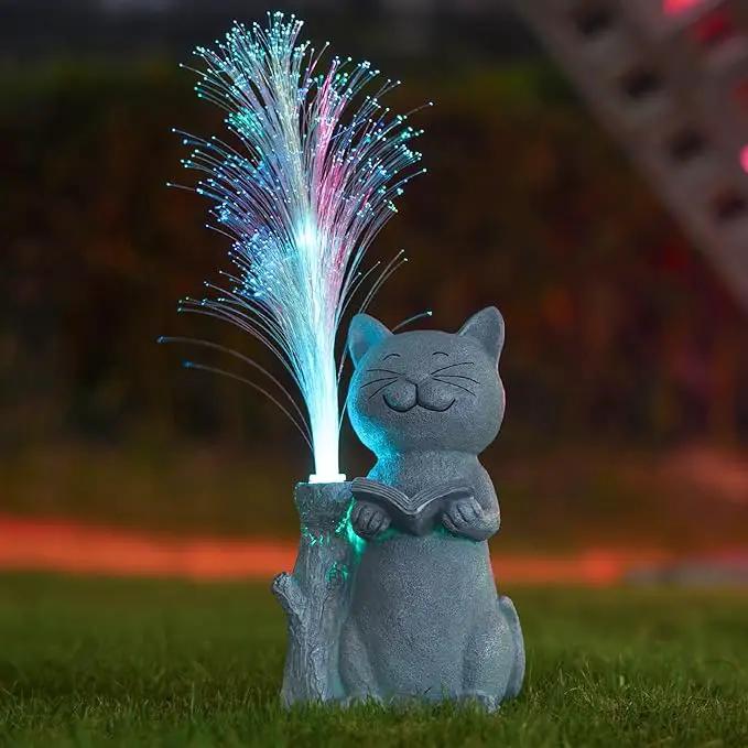 Solar Lights Garden Statue Cat by GreenHaven Gardens