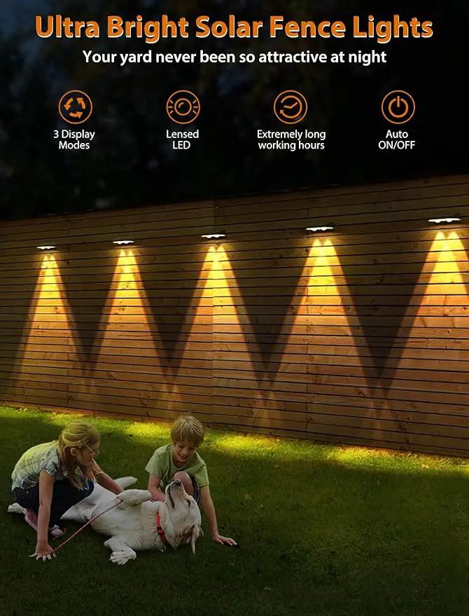 Solar Fence Lights,Warm White & Cold White & Mixed Color 3 Modes Bright Lens LED Dusk to Dawn Deck Light, Outdoor Waterproof,Solar Outdoor Lights for Backyard/Railing/Wall (12Pack) by GreenHaven Gardens