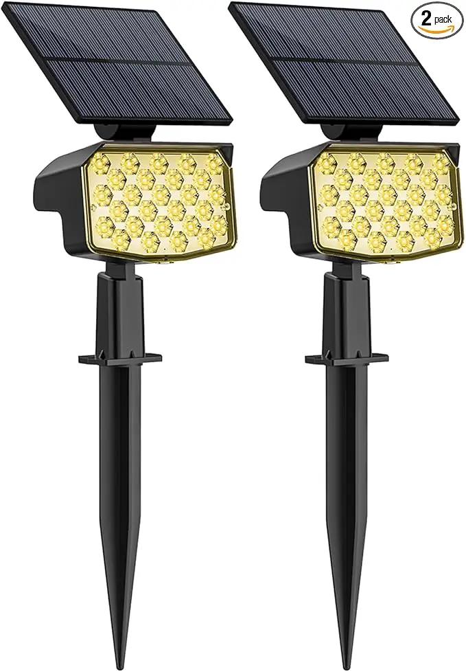 WELALO Solar Spot Lights Outdoor, [2 Pack/3 Modes] Solar Landscape Spotlights, Adjustable Solar Powered Security Lights, IP65 Waterproof Wall Lights for Walkway, Yard, Garden, Driveway (Warm White) by GreenHaven Gardens