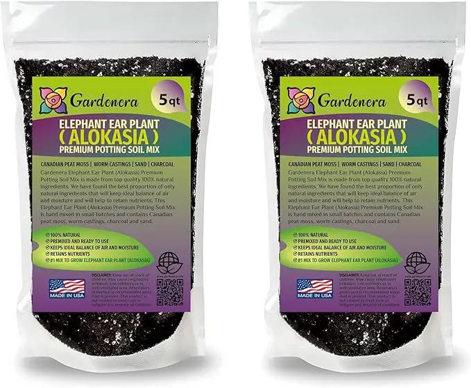 Elephant Ear Plant Potting Soil - All-Natural Blend for Thriving Alokasia Plants - Promotes Healthy Root Penetration and Nutrient Uptake - 10 Quart by GreenHaven Gardens