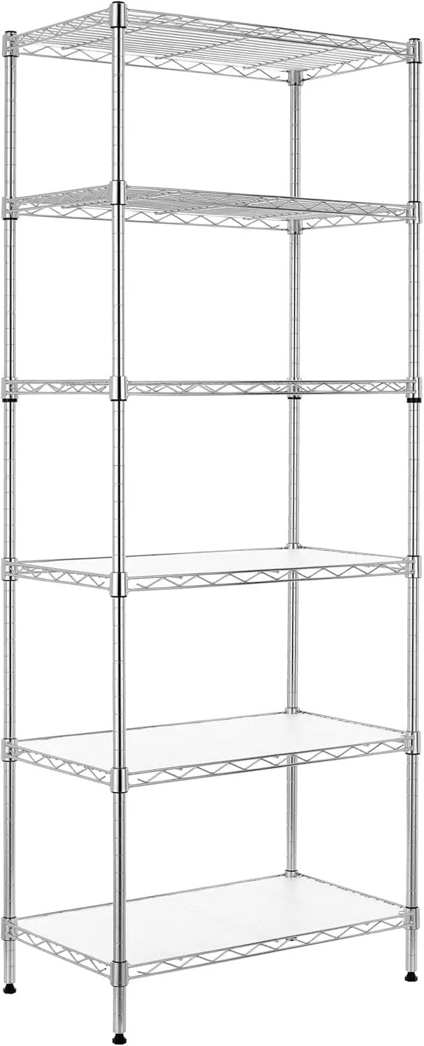 Finnhomy 6-Tier Wire Shelving Unit Adjustable Steel Wire Rack Shelving 6 Shelves Steel Storage Rack or Two 3 Tier Shelving Units with PE mat and Stable Leveling Feet, NSF Certified, Chrome by GreenHaven Gardens