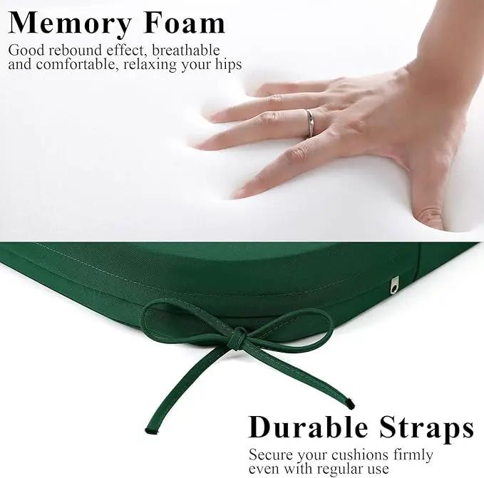 Outdoor Chair Cushions Set of 2, Waterproof Foam Patio Seat Cushions with Ties for Garden Sofa & Dining Furniture, 3-Year Color Fastness, 18x18x3 Inch, Green by GreenHaven Gardens