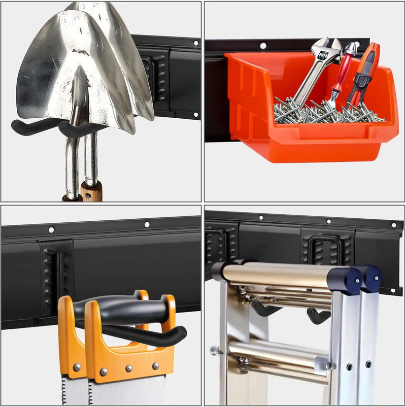 Garage Tool Organizer and Hanging Storage Rack, Heavy Duty Hooks for Organizing Various Tools in Shed, Garden, Yard by GreenHaven Gardens