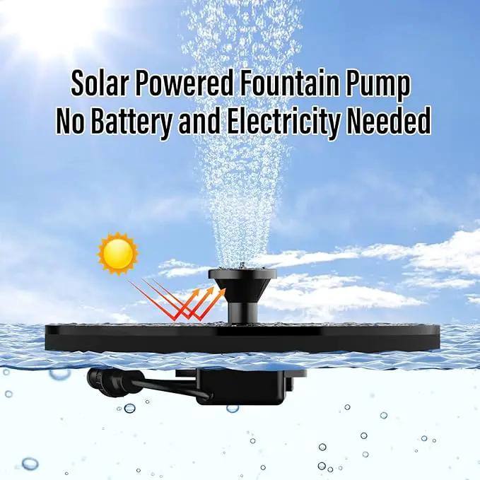 Solar Fountains,Solar Water Fountain,Solar Powered Bird Bath Fountain with 6 Nozzles - Free Standing Floating Solar Water Fountain for Bird Bath, Garden, Pond, Pool (Black-1W) by GreenHaven Gardens