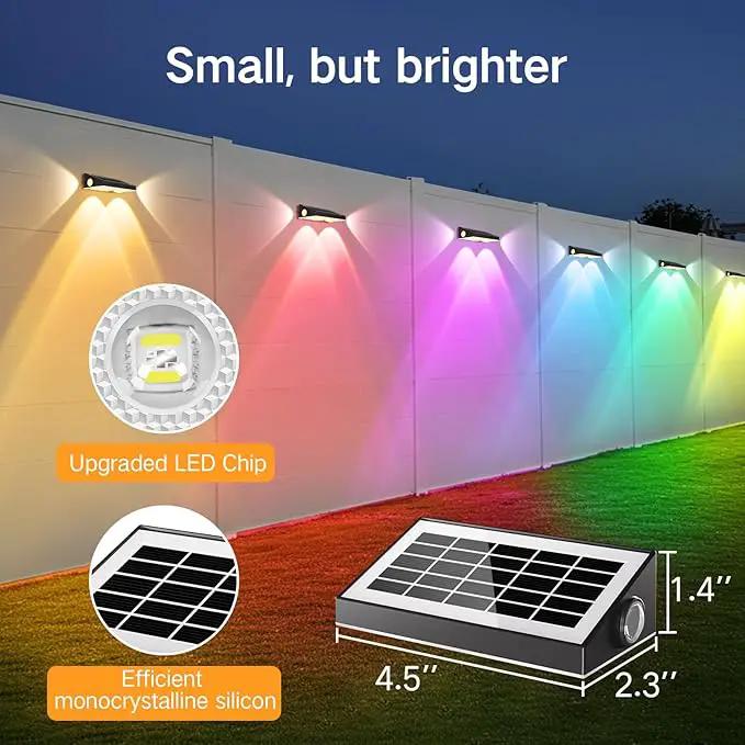 OUTON Solar Fence Lights Outdoor, 3-Side RGBCW Fence Light Solar Powered, 10 Modes Dusk to Dawn Auto ON/Off Deck Lights, IP65 Waterproof Outside Light for Garden Step Patio Backyard Wall, 8-Pack by GreenHaven Gardens