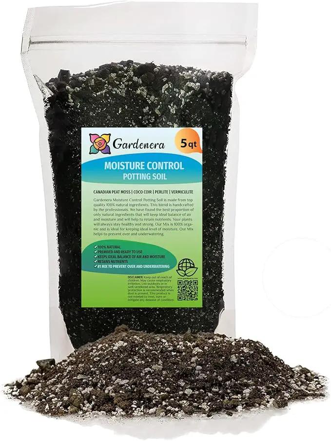 Organic Moisture Control Potting Mix - Absorbs 33% More Water Than Basic Potting Soil - 5 Quart by GreenHaven Gardens