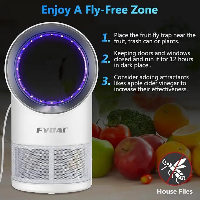 Fruit Fly Trap for Indoors, Fly Traps Indoor for Home Indoor Insect Trap with Suction, Time Setting, Bug Light & 10 Pcs Sticky Glue Boards (White) by GreenHaven Gardens