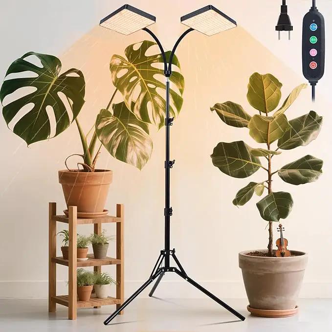 50W Standing Grow Lights for Indoor Plants, Seed Starting, Bonsai with Timer Auto On/Off, 5000 Lumen Enough Bright Like A Small Sun for Your Jungle, Daisy Chain Function, 40"-64" Height Adjustable by GreenHaven Gardens