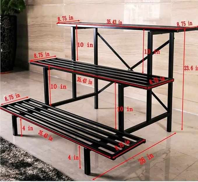 Zhongma Heavy Duty 3 Tier Plant Stand for Home, Garden, Plant Lovers,Metal Storage Rack Shelf/Freestanding Display Stand by GreenHaven Gardens