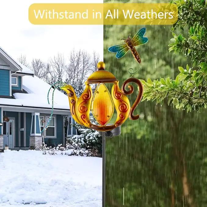 2 Pack Pathway Lights Solar Powered, Metal Solar Lights Outdoor Decorative Yard Ornaments Waterproof Landscape Lighting for Garden, Porch Decor - Yellow by GreenHaven Gardens