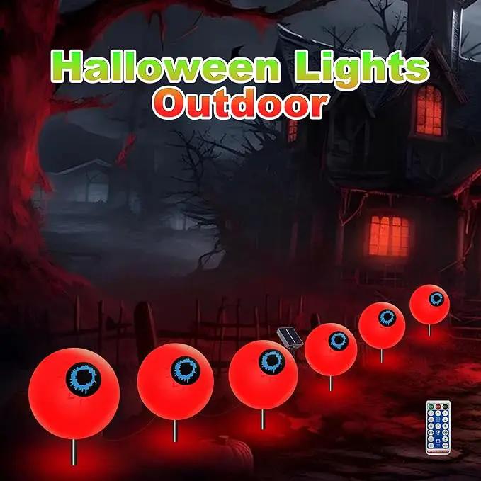 Outdoor Solar Lights Waterproof Decorations, 6 Pack Solar Globe Lights for Garden Decorations, Outside Ghost Solar Scary Eyeball Pathway Lights Decor for St. Patrick's Day Tree Garden Lawn Yard by GreenHaven Gardens