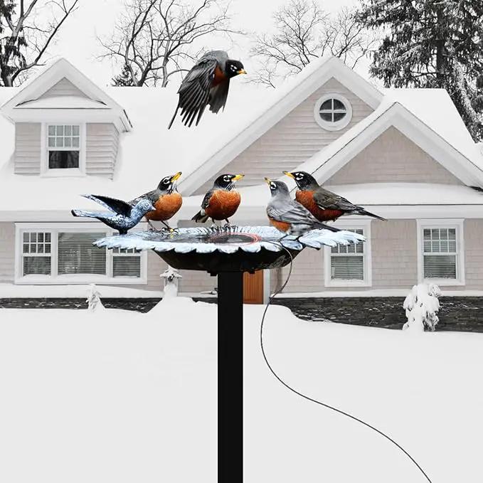 Bird Bath Heater Pond Heater 70W Shallow Water Pond deicer Energy-Saving, thermostatically Controlled Winter Outdoor with a Protective Socket Cover (Single ice Melter) by GreenHaven Gardens