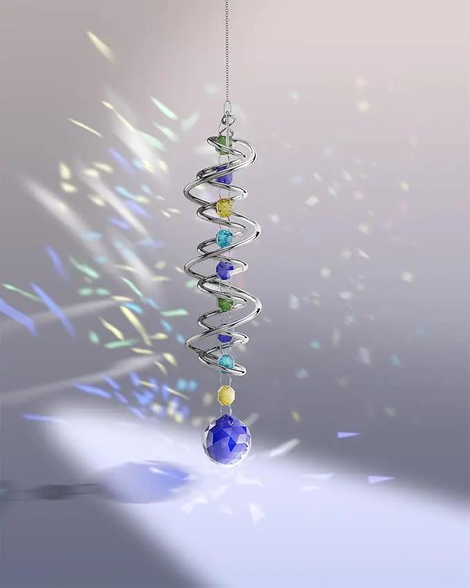 1 Pack Crystal Suncatcher, Hanging Sun Catcher Prism with String Rainbow Maker Suncatchers for Windows, Room, Outdoor, Car Mirror, Whimsical Home Garden Decor by GreenHaven Gardens