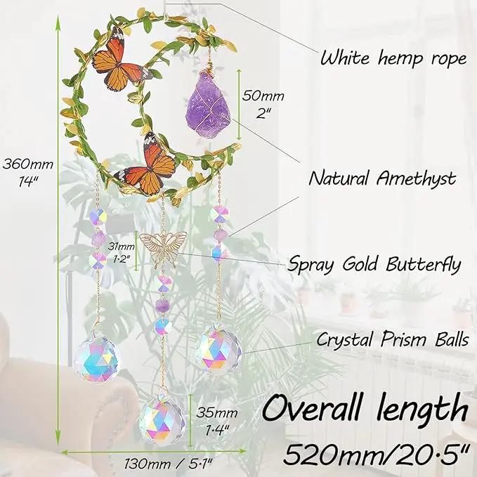 Suncatcher - Amethyst Moon Crystal Sun Catcher Window Hanging, Good Luck Charms Gifts for Women Chrismas Thanksgiving Birthday Crystal by GreenHaven Gardens