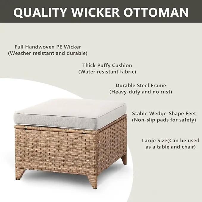 Outdoor Wicker Patio Furniture Set - 6 Piece Rattan Patio Conversation Set with 2 Rocking Swivel Chairs,2 Ottomans,1 Loveseat and 1 Side Table for Porch Deck Backyard Garden(Yellow/Beige) by GreenHaven Gardens