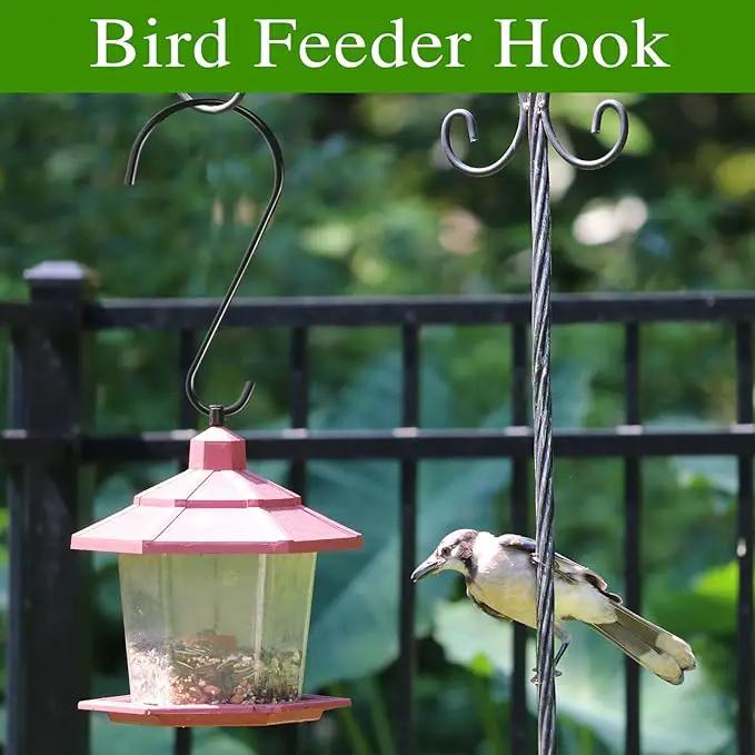 Dreecy 12 Inches Tree Branch Hooks, 4 Pack Extra Large S Hooks for Hanging Plants,Heavy Duty Hooks for Hanging Plants, Black Bird Feeder Hooks for Outdoors Hanging Basket, Lanterns and Ornaments by GreenHaven Gardens