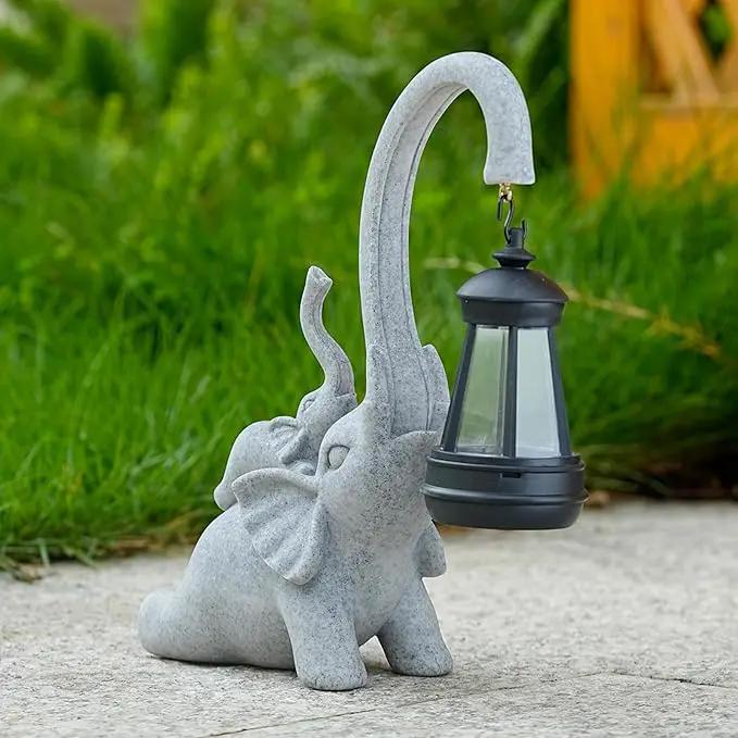 Solar Garden Statue 10 Inch Elephant Decor for Outside Yard Decoration Outdoor Unique Housewarming Gardening Birthday Gifts for Women Grandma by GreenHaven Gardens
