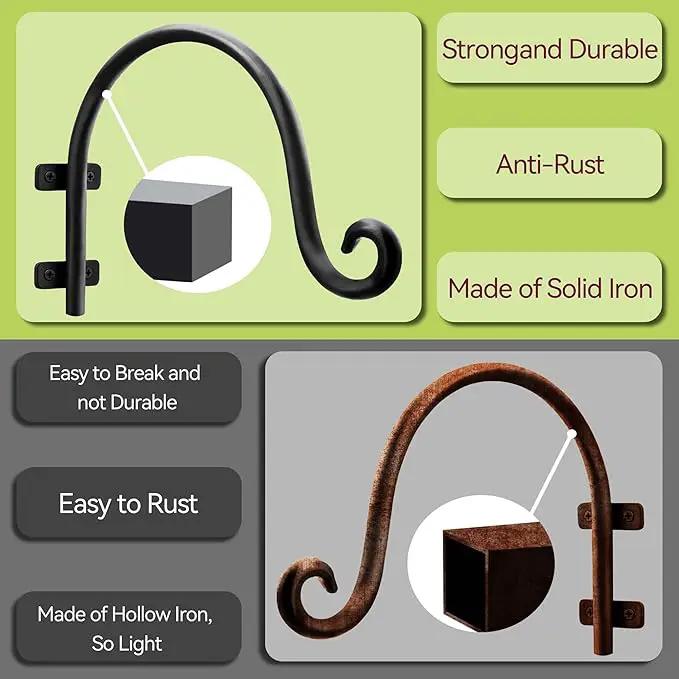 AJART Hanging Plant Hanger Outdoor: Bird Feeder Hangers for Outside - 8 inch Plant Hooks for Hanging Flower Baskets 4 Pieces by GreenHaven Gardens