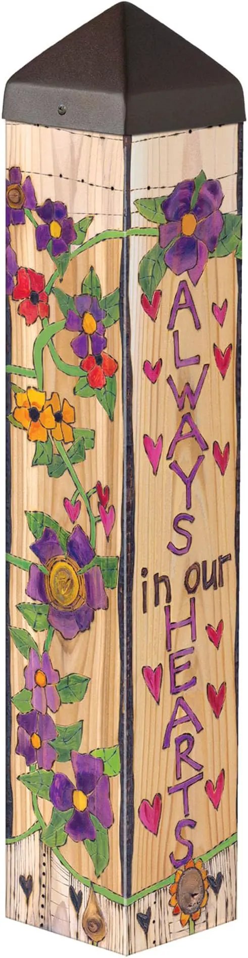 Studio M Art Pole, PVC Weather Resistant Pole with Vinyl Bowl 20 inches Tall Outdoor Decoration for Gardens, Patios, Yards, Landscaping and Birding Accessories, Always in Our Hearts by GreenHaven Gardens