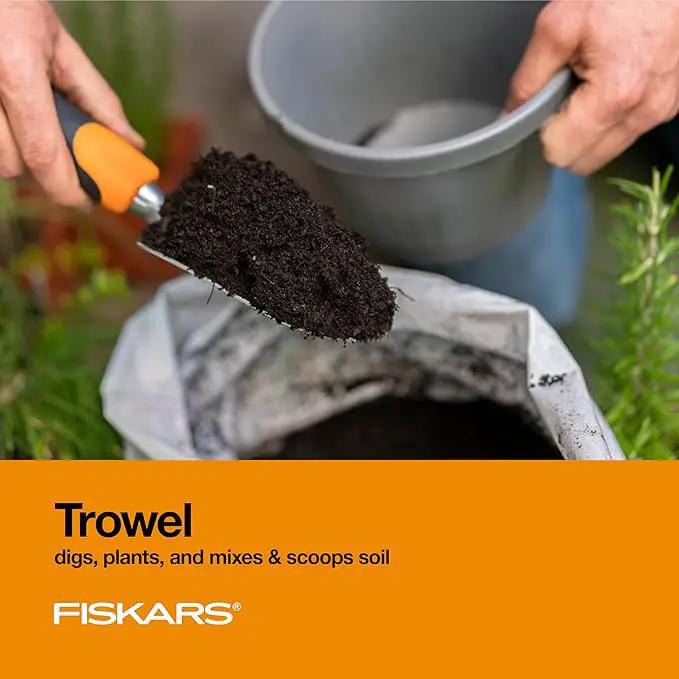 Fiskars 3-in-1 Garden Tool Set - Trowel, Transplanter, Cultivator for Gardening - Lawn and Garden Tools - Black/Orange by GreenHaven Gardens