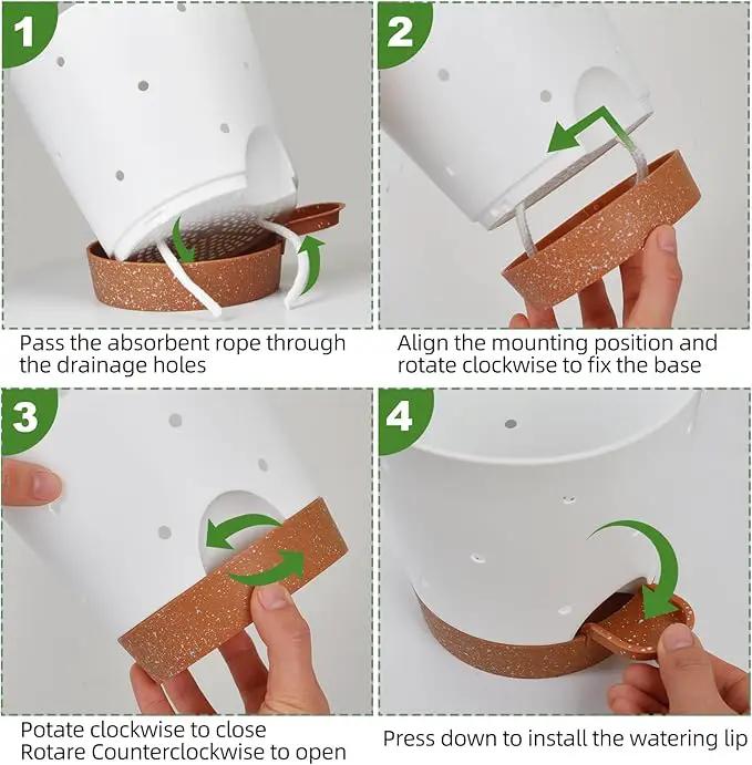 Orchid Pots with Holes, 6 Inch Self Watering Orchid Pot 2 Pack Plastic Plant Pots for Orchid, Flower (White+Brown) by GreenHaven Gardens