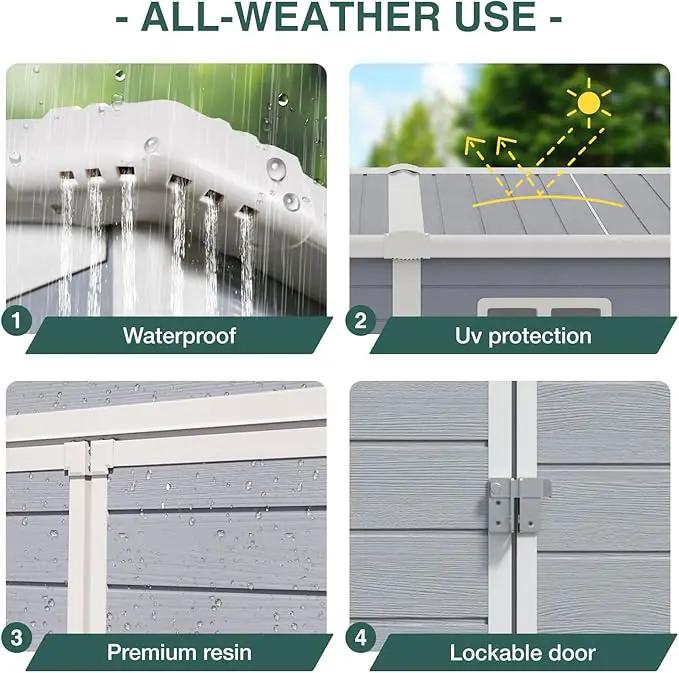 Storage Shed Plastic Outdoor Storage Shed Waterproof Container House with Lockable Door and Transparent Window for Garden, Lawn, Backyard, Patio (6x8FT) by GreenHaven Gardens