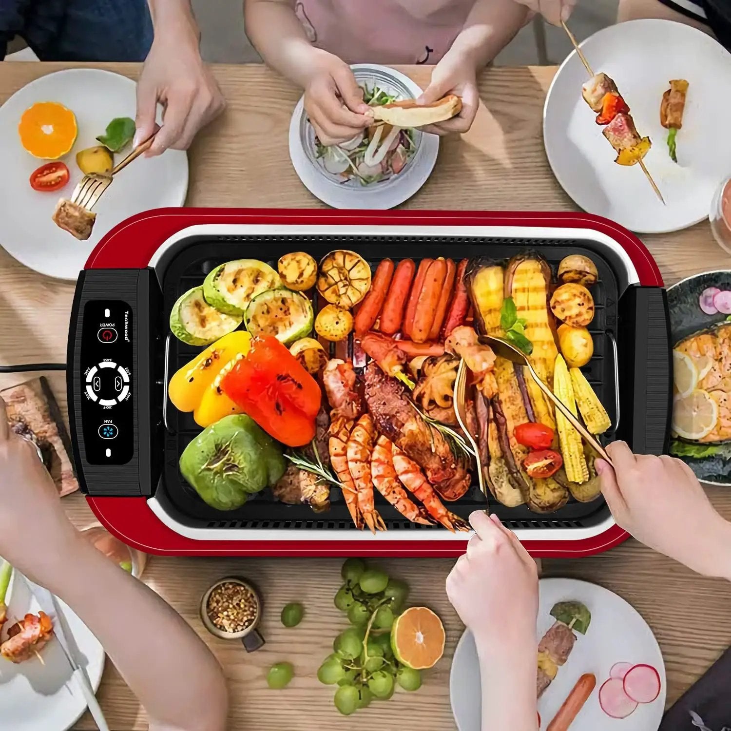 Techwood Smokeless Grill 1500W indoor Grill with Tempered Glass Lid, Compact & Portable Non-stick BBQ Grill, Turbo Smoke Extractor Technology, Drip Tray& Removable Plate by GreenHaven Gardens