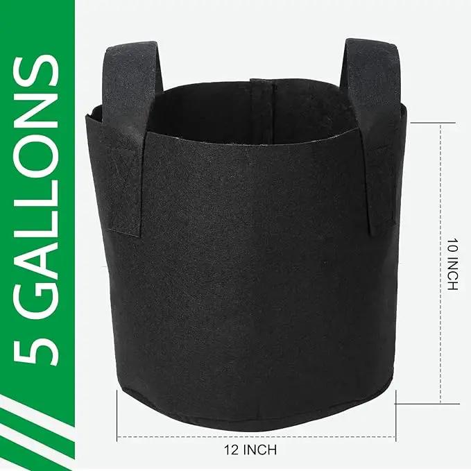 JERIA 12-Pack 5 Gallon, Vegetable/Flower/Plant Grow Bags, Aeration Fabric Pots with Handles (Black), Come with 12 Pcs Plant Labels by GreenHaven Gardens