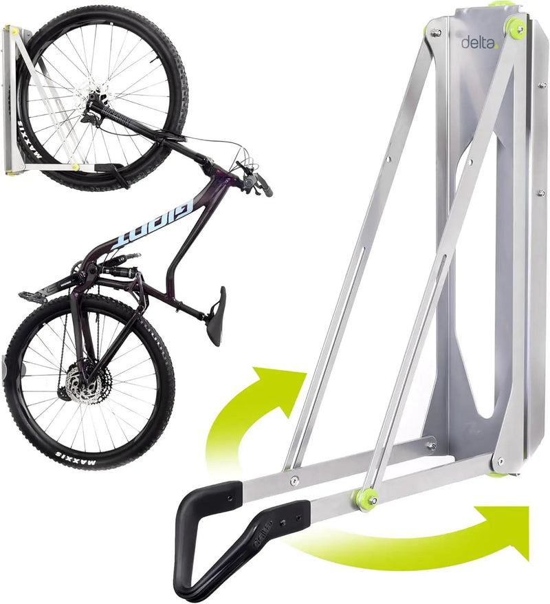 Pivot Bike Storage Rack by Delta Cycle - Bike Rack Garage Wall Mount Swivels to Save Space - No Lifting Required Vertical Bike Rack - Indoor Bike Storage Wall Hanger Holds Up to 100 lbs by GreenHaven Gardens